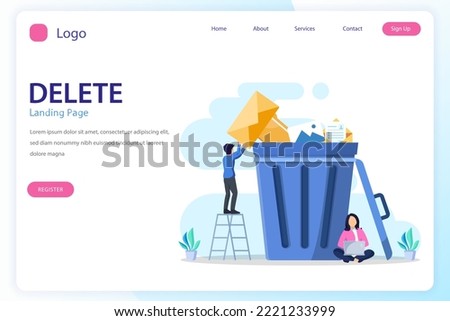 Delete concept. deleting data and move unnecessary files to the trash bin. illustration vector