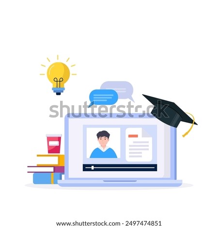 Learning online or digital e-learning studying process 