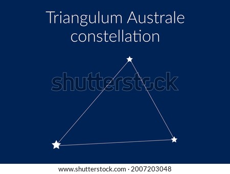 Triangulum Australe zodiac constellation sign with stars on blue background of cosmic sky. Vector illustration