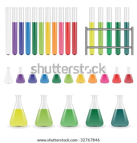 vector laboratory flasks and test tubes