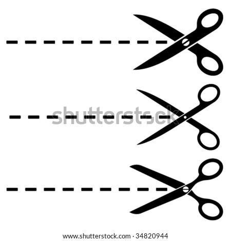 Vector scissors cut lines