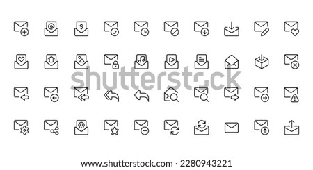 Mail and Email icons set. email sign and symbol. E-mail icon. Envelope forward reply icon