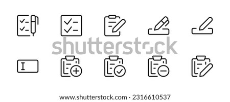 Form fillup, input, Paper documents icons. Line symbol. File icon. Folded written paper. Line icon - stock vector. For the use of UI and mobile app, web site interface.