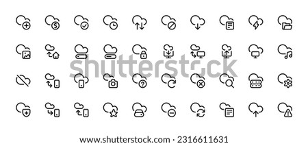 Cloud icon, computing icon set. Data storage and technology concept Cloud download and upload icon. Upload download cloud arrow. . Download cloud computing outline and filled vector sign.