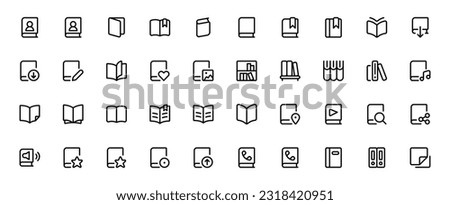 Books Notes Icons Vector Line Editable Stroke Simple book symbol sign ebook icon designed in filled, outline, line and stroke suitable for web, ui, ux, apps 