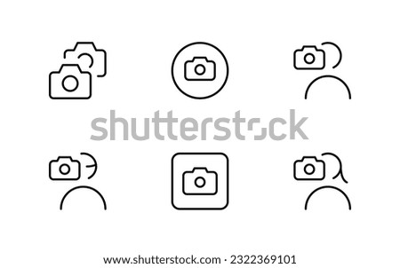 Camera, taking picture, photo, outline flat icon for apps icon vector on white background	