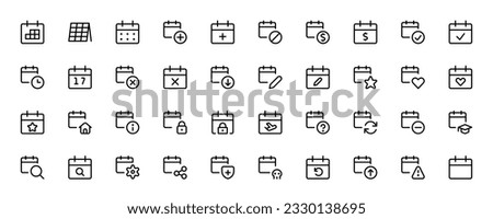 Calendar Date icon. Today, tomorrow, previous. Mark the date, holiday, important day. Planner diary. Add, share, and correct calendar. Pixel Perfect Vector Thin Line Icons. Simple Minimal Pictogram