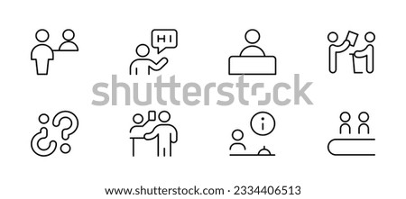 Customer service desk icon, help desk, information desk, Ask me icon. Vector graphic illustration. Suitable for website design, logo, app, template, and ui, ux