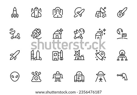 space exploration icon, space, planet, alien, solar,
astronaut, stars,
vector set design
with Editable
Stroke. Line, Solid,
Flat Line, thin style
and Suitable for Web Page, Mobile
App, UI, UX design