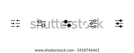 Adjustment icon, control, Filter icon vector set. mixer symbol sign illustration. Monochrome icon, horizontal adjustment knobs