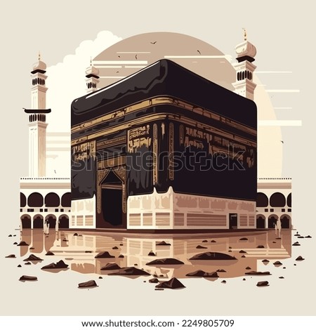 hand drawn flat design Al Kaaba illustration.