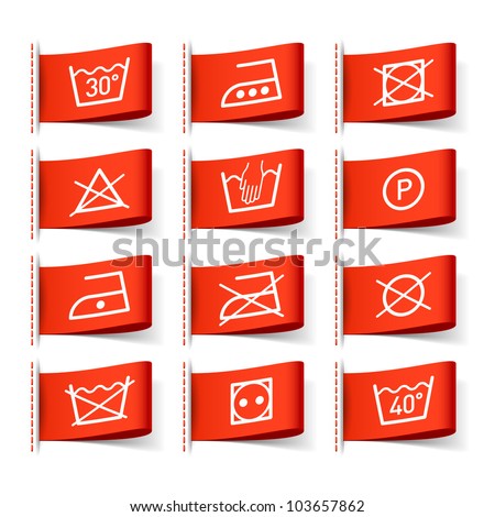 Washing symbols on clothing labels. Vector.