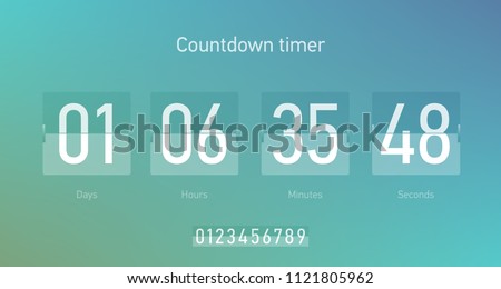 Flip countdown clock counter timer, coming soon or under construction web site page time remaining count down, vector illustration Foto d'archivio © 