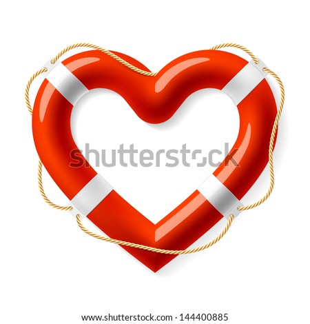 Life buoy in the shape of heart. Vector.