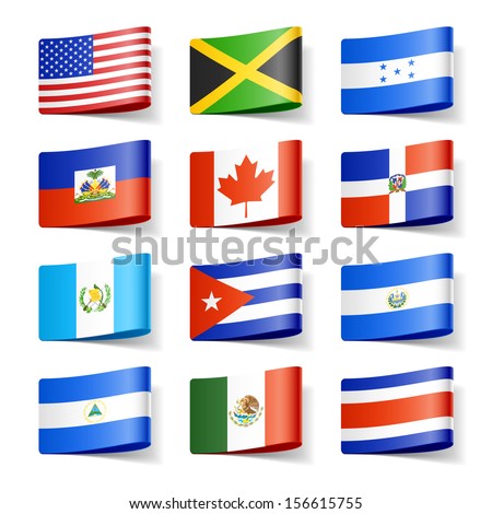 World flags. North America. Vector.