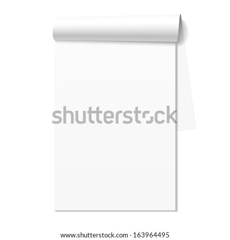 Blank white notepad, notebook. Vector.
