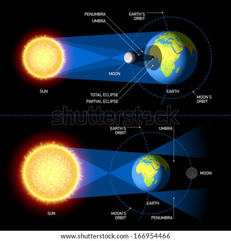 Solar and Lunar Eclipses. Vector.