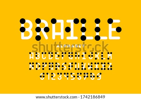 Braille alphabet, letters and numbers vector illustration