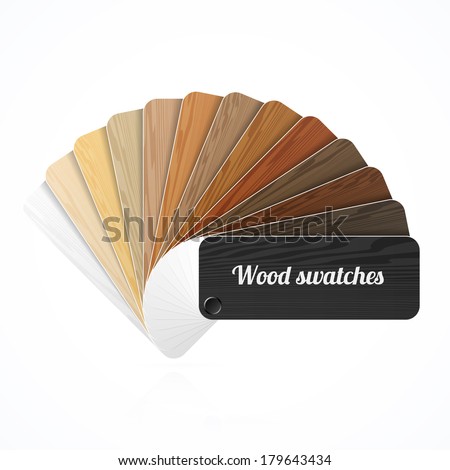 Wood color swatches, guide, samples, fan. Vector.