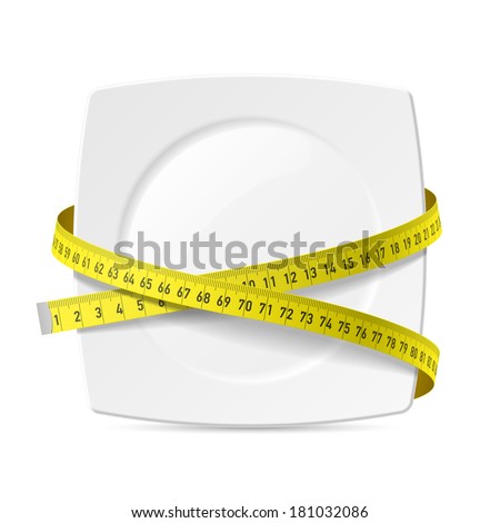 Plate with measuring tape - diet theme. Vector. ストックフォト © 
