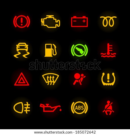 Car dashboard icons. Vector.