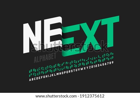 Modern font design with some alternate letters, alphabet and numbers vector illustration