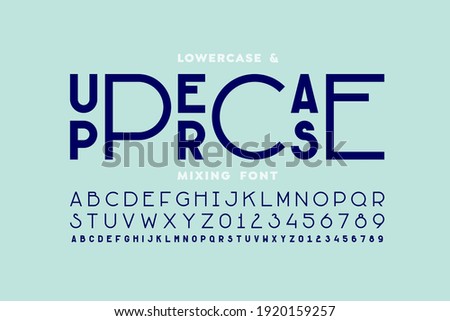 Lowercase and uppercase letters mixing font, alphabet letters and numbers vector illustration