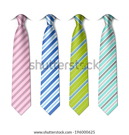 Striped silk ties template.  Easy editable colors - vector.