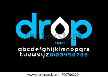 Drops style font design, lowercase alphabet letters and numbers vector illustration