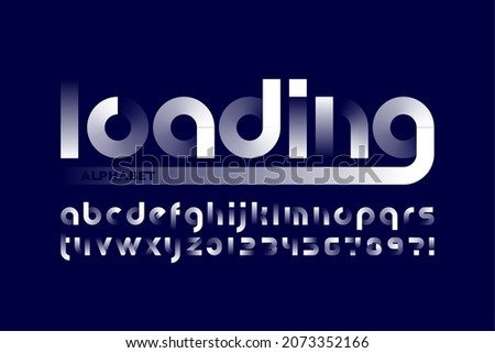 Loading bar gradient style font, alphabet letters and numbers vector illustration