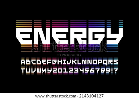 Energy style font design, alphabet letters and numbers vector illustration