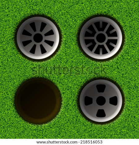 Set of golf holes. Vector illustration.