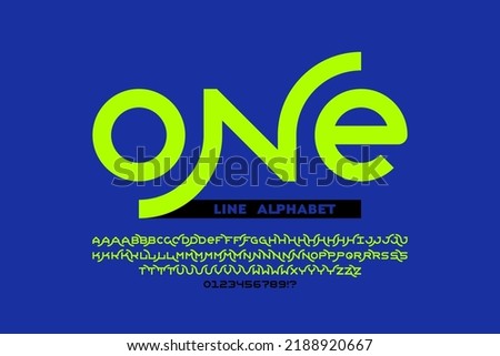 One line style font design, set of alphabet letters and numbers vector illustration