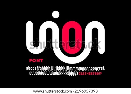 Linked letters font design, union alphabet and numbers vector illustration