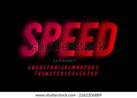 Speed style font design, alphabet letters and numbers vector illustration