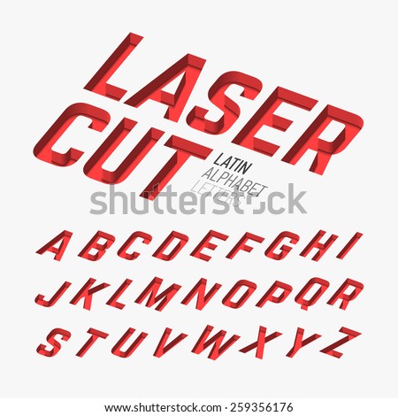 Laser cutted letters, alphabet. Vector.