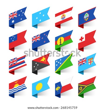 Flags of the World, Oceania, vector illustration