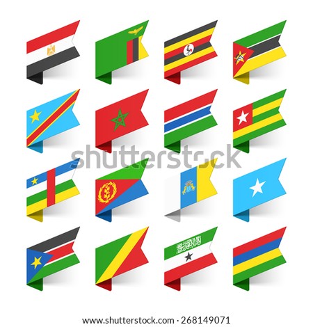 Flags of the World, Africa, set 1 vector illustration