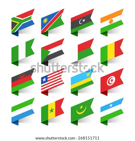 Flags of the World, Africa, set 2 vector illustration 