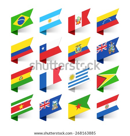 Flags of the World, South America, vector illustration 