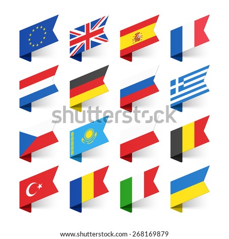 Flags of the World, Europe, set 1 vector illustration