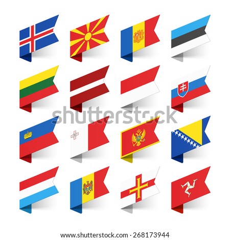Flags of the World, Europe, set 3 vector illustration 