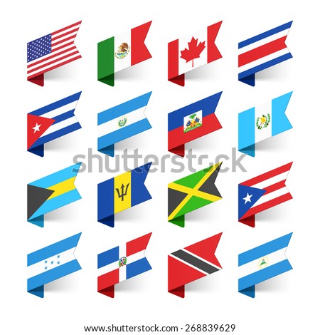 Flags of the World, North America, vector illustration