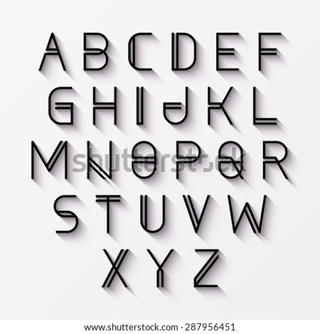 Modern font with shadow effect. Vector.