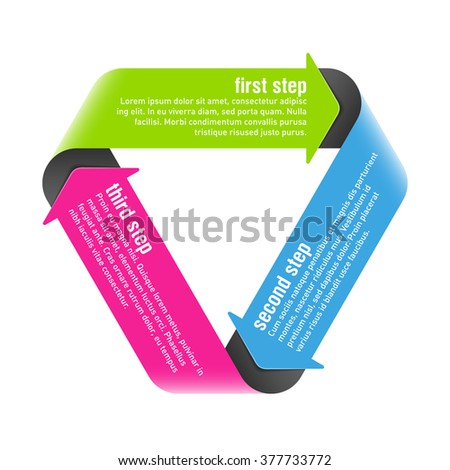 Three steps process arrows design element. Vector.