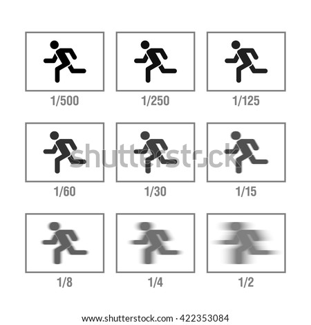 Photography cheat sheet, camera's manual in icons, Shutter Speed. Vector illustration.