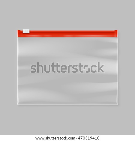 Vector empty transparent plastic zipper slider bag illustration 