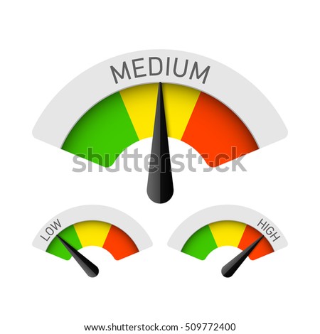 Low, Medium and High gauges. Vector illustration. 