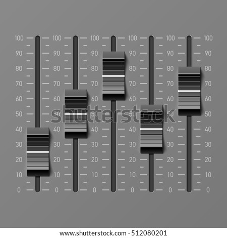 Sound mixer console, dj equipment slider buttons vector illustration.