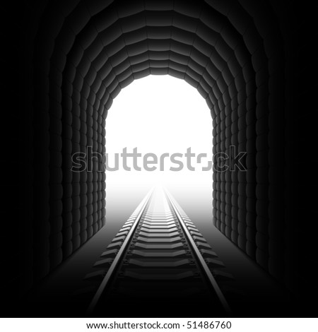 Railroad tunnel. Detailed vector.